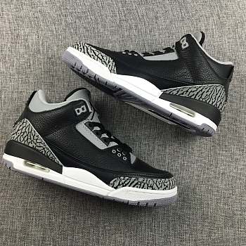 AJ3 black gray white first layer calf leather