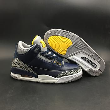 Air Jordan 3 Retro “Michigan” PE Collegiate Navy/Amarillo-Cement Grey AJ3-820064