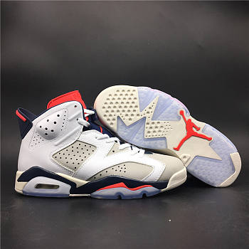 Air Jordan 6 manuscript white gray red dark blue 384664-104