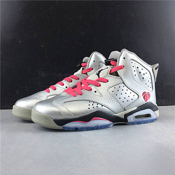 Nike Air Jordan Retro 6 VI GG GS Valentines Day Silver Pink 543390 009