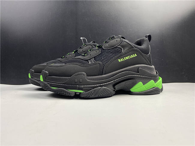 Balenciaga Triple S Sneakers Black Green 524039 W2PW1 4881 - AMOFOOT