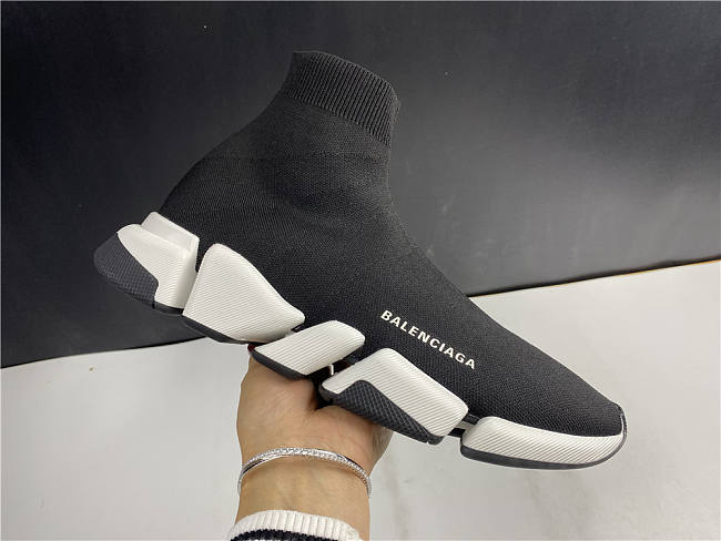 Balenciaga Speed 2.0 Sneaker in black and white shiny knit - 1