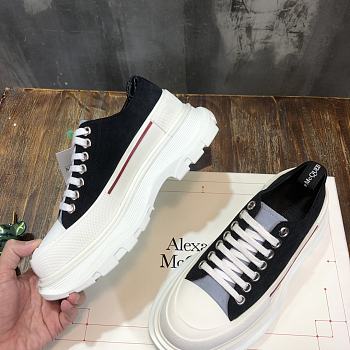 Alexander McQueen Tread Slick Lace Up Boot Low Black White Red Line