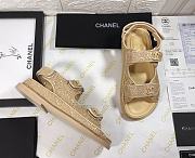 Chanel Lady Sandal Logo Gold Biege - 6