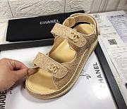 Chanel Lady Sandal Logo Gold Biege - 2