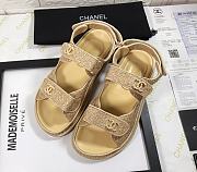 Chanel Lady Sandal Logo Gold Biege - 3