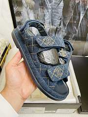 Chanel Lady Sandal Logo Gold Blue - 3