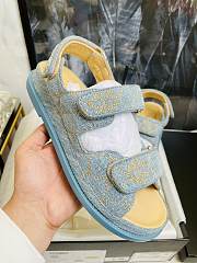 Chanel Lady Sandal Logo Gold Light Blue - 1