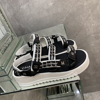 Chanel Lady Sandal Chain Black White