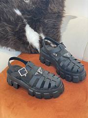 PRADA Foam Triangle Logo Sandals Blue - 4