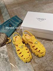 PRADA Foam Triangle Logo Sandals Yellow - 5