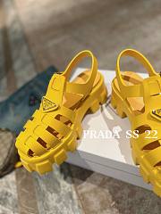 PRADA Foam Triangle Logo Sandals Yellow - 4