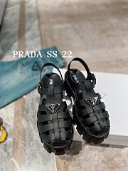 PRADA Foam Triangle Logo Sandals Black - 5
