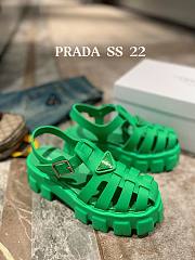 PRADA Foam Triangle Logo Sandals Green - 5