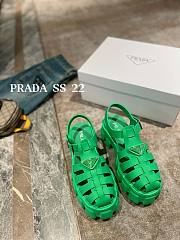 PRADA Foam Triangle Logo Sandals Green - 4