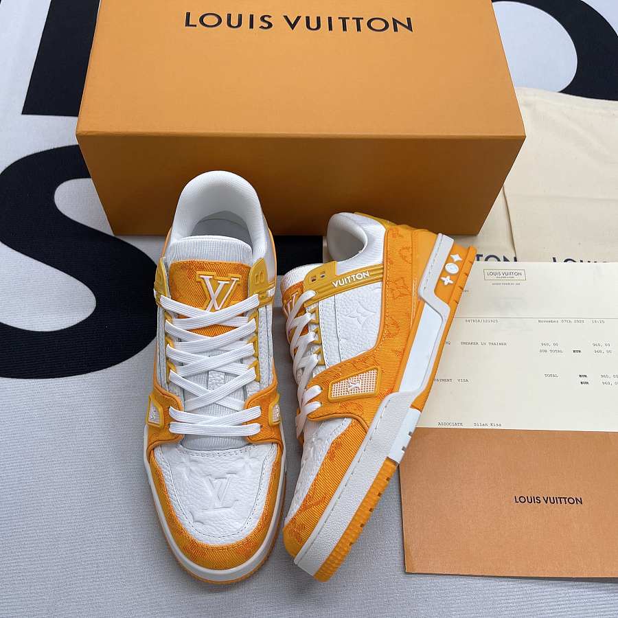 Real or Fake？Unboxing LV LouisVuitton Trainer Orange Sneaker➕review 