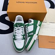 Louis Vuitton Trainer Green Monogram Denim White - 1
