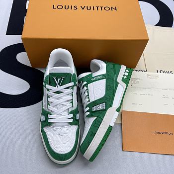 Louis Vuitton Trainer Green Monogram Denim White