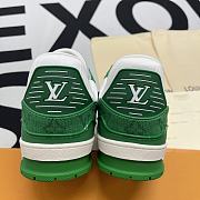 Louis Vuitton Trainer Green Monogram Denim White - 5