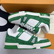Louis Vuitton Trainer Green Monogram Denim White - 2