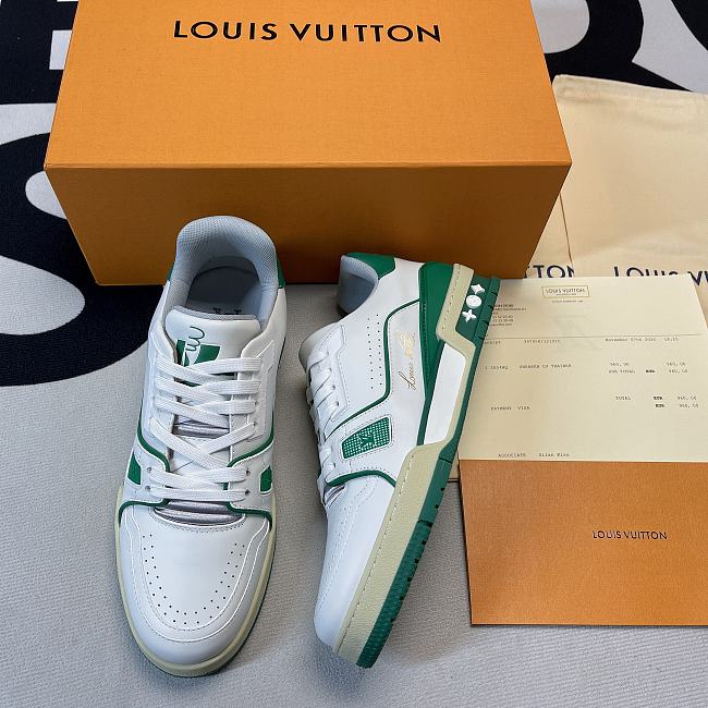 Louis Vuitton LV Trainer White Green - AMOFOOT