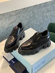 Prada Monolith Pointy Laces Leather Loafers Black  - 1