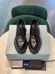 Prada Monolith Pointy Laces Leather Loafers Black  - 2