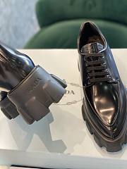 Prada Monolith Pointy Laces Leather Loafers Black  - 3