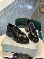 Prada Monolith Pointy Laces Leather Loafers Black  - 6
