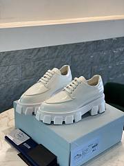 Prada Monolith Pointy Laces Leather Loafers White - 2