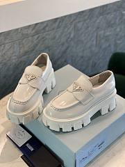 Prada Monolith Brushed Leather Loafers White - 1