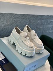 Prada Monolith Brushed Leather Loafers White - 5