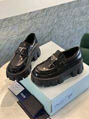 Prada Monolith Brushed Leather Loafers Black  - 1
