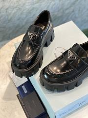 Prada Monolith Brushed Leather Loafers Black  - 2