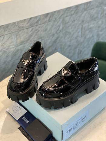 Prada Monolith More Brushed Leather Loafers Black