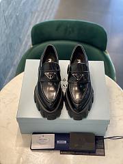 Prada Monolith Pointy Leather Loafers Black - 6