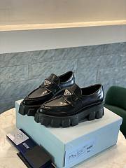 Prada Monolith Pointy Leather Loafers Black - 5