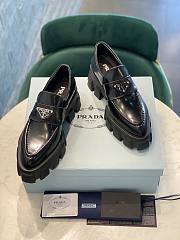 Prada Monolith Pointy Leather Loafers Black - 4