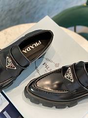 Prada Monolith Pointy Leather Loafers Black - 3