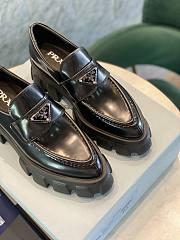 Prada Monolith Pointy Leather Loafers Black - 2