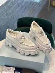 Prada Monolith Pointy Leather Loafers White - 5