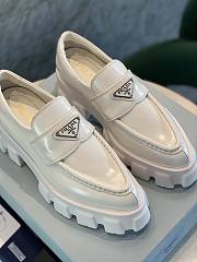 Prada Monolith Pointy Leather Loafers White - 4