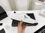 Prada Downtown Perforated Leather Low White Black Back - 1