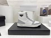 Prada Downtown Perforated Leather High Top White Grey - 6