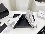 Prada Downtown Perforated Leather High Top White Grey - 5