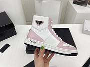Prada Downtown Perforated Leather High Top White Pink  - 1