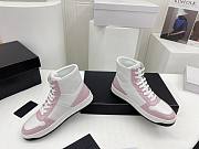 Prada Downtown Perforated Leather High Top White Pink  - 5