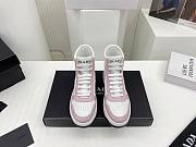 Prada Downtown Perforated Leather High Top White Pink  - 2