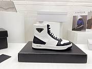 Prada Downtown Perforated Leather High Top Black White - 5