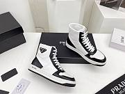 Prada Downtown Perforated Leather High Top Black White - 2